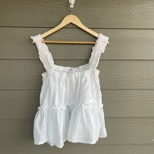 Revolve Olivaceous white eyelet peasant tank